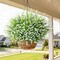 Artificial Outdoor Flowers 20 Bundles UV Resistant White Faux Plants for Garden Decor